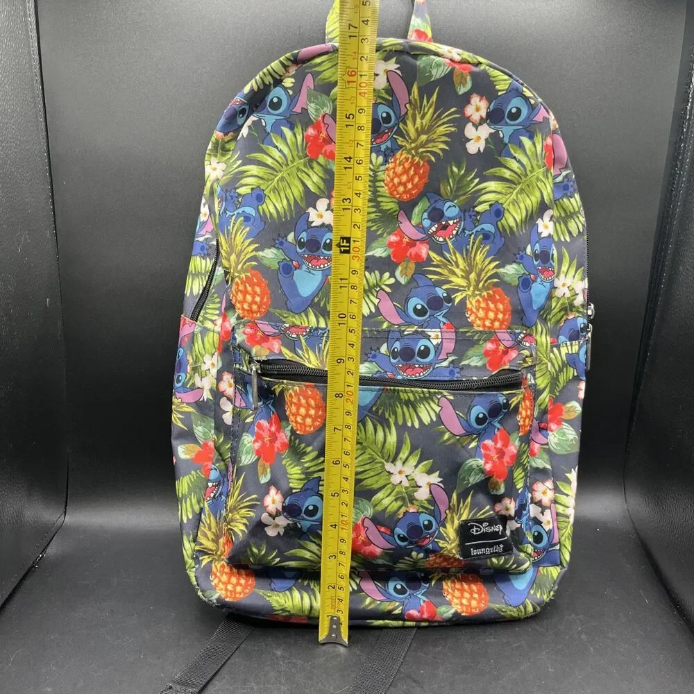 Loungefly Disney Stitch Nylon Full Size Backpack Hawaii Pineapple Floral